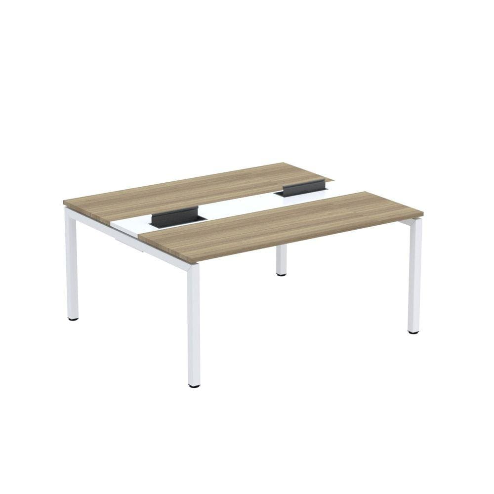 Mesa Plataforma Dupla com Pé de Aço para Coworking 160X140/2P PDC16/14/2P Noce Naturalle/Branco