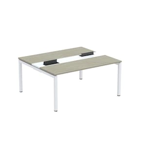 Mesa Plataforma Dupla com Pé de Aço para Coworking 160X140/2P PDC16/14/2P Nogueira casblanca/Branco