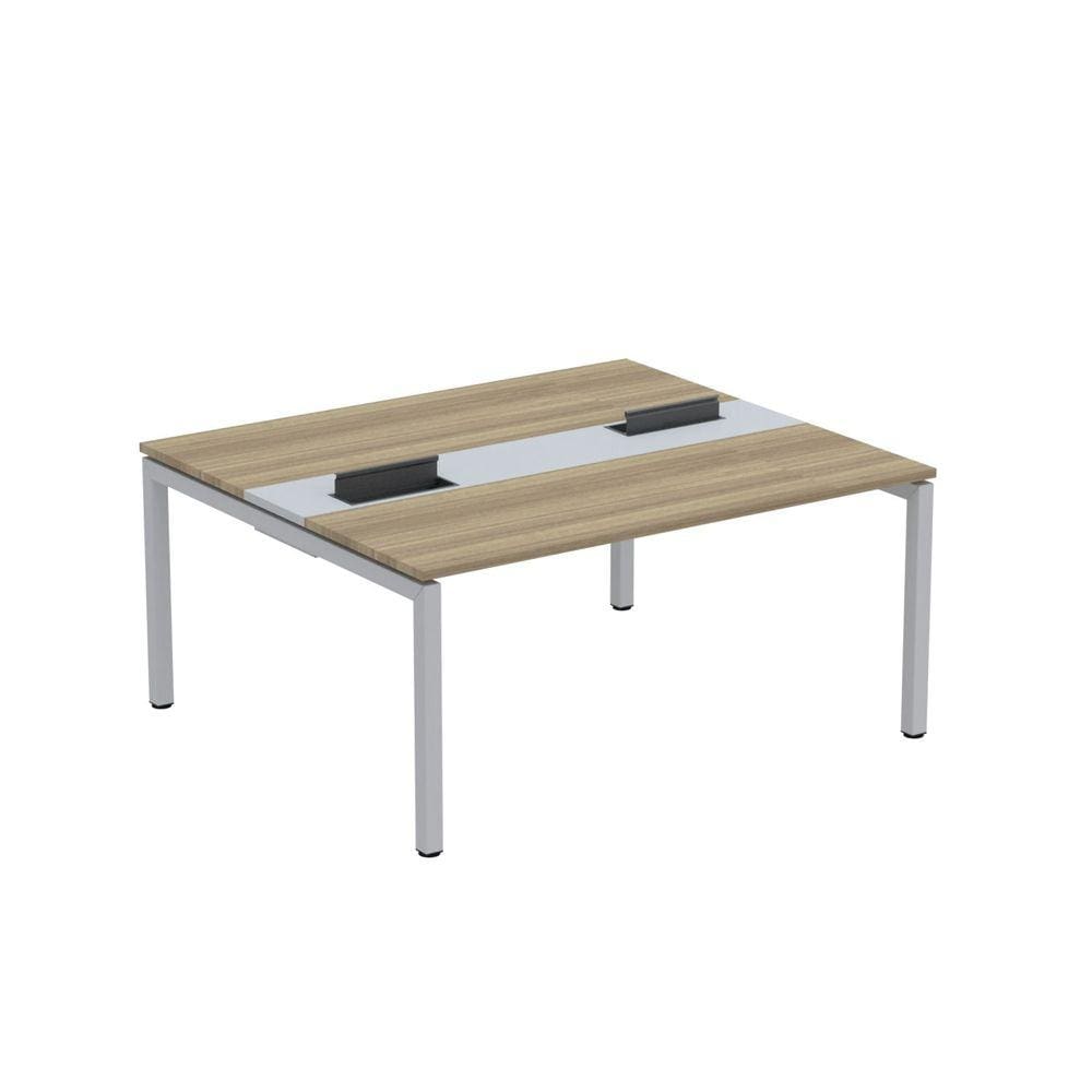 Mesa Plataforma Dupla com Pé de Aço para Coworking 160X140/2P PDC16/14/2P Noce Naturalle/Cinza