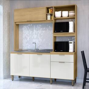 Cozinha Compacta Cloe 4 Portas 1 Gaveta Castanho/Off White