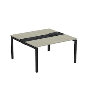 Mesa Plataforma Dupla com Pé de Aço para Coworking 140X140/2P PDC14/14/2P Nogueira Casablanca/Preto