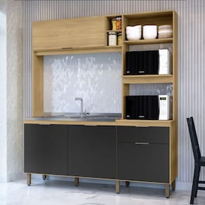 Cozinha Compacta Cloe 4 Portas 1 Gaveta Castanho/Nero