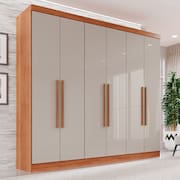 Guarda-Roupa Casal 6 Portas 2 Gavetas França Cinamomo/Off-White