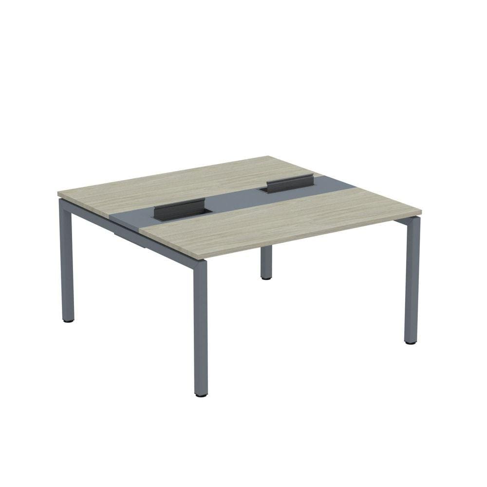 Mesa Plataforma Dupla com Pé de Aço para Coworking 140X140/2P PDC14/14/2P Nogueira Casablanca/Grafito