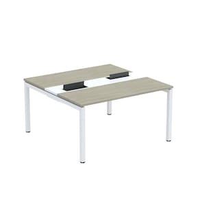 Mesa Plataforma Dupla com Pé de Aço para Coworking 140X140/2P PDC14/14/2P Nogueira Casablanca/Branco