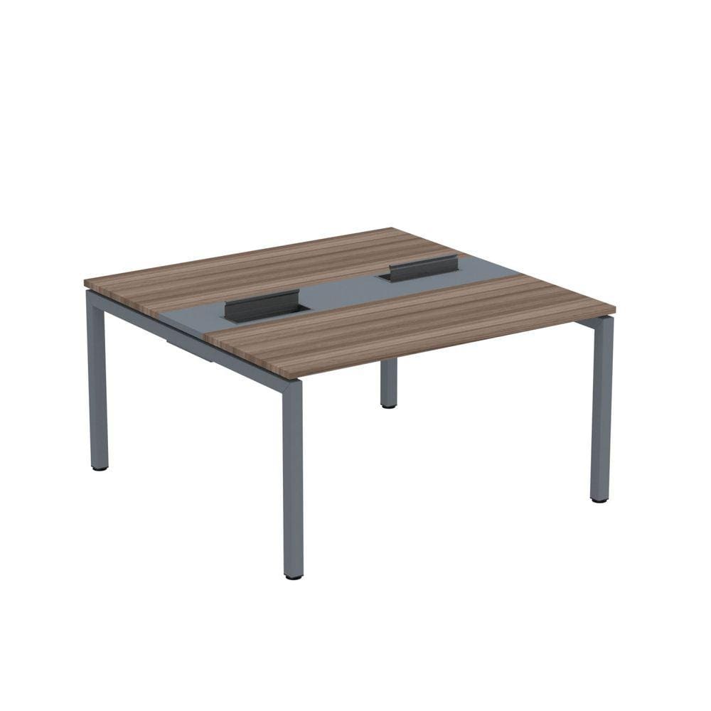 Mesa Plataforma Dupla com Pé de Aço para Coworking 140X140/2P PDC14/14/2P Walnut/Grafito