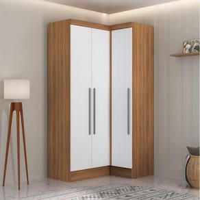 Guarda-Roupa Modulado Viena 3 Portas 4 Gavetas 2 Peças Espresso Móveis Nogal/Branco