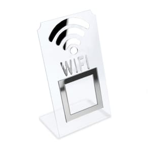 Placa Wifi Qr Code Display Acrílico Mesa Balcão Transparente