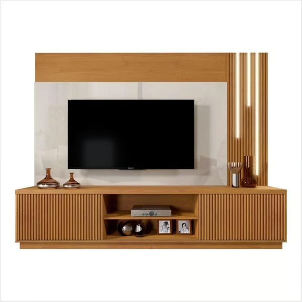 Home Arezzo 2,20 - Com Led Cascata 2 Portas Naturalle/Off White - Mavaular