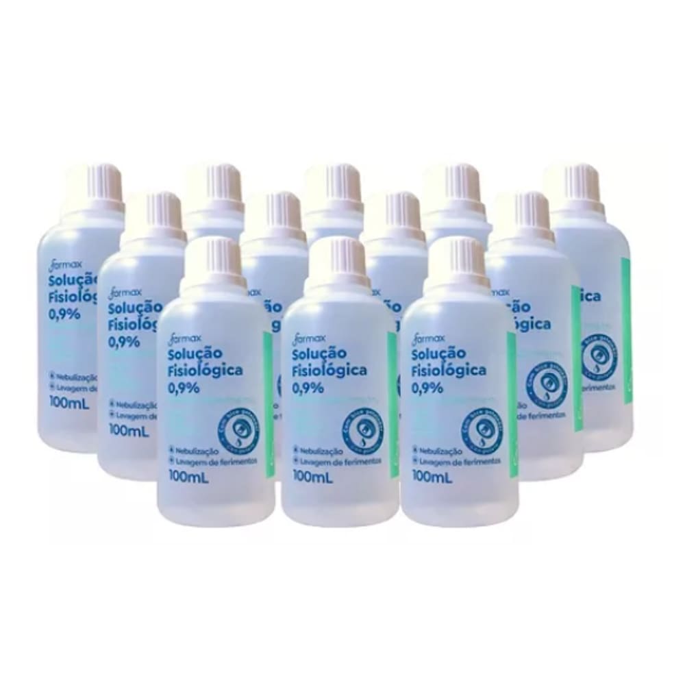 24 unidades Soro Fisiológico 0,9% Com Gotejador 100ml - 2 Fardos