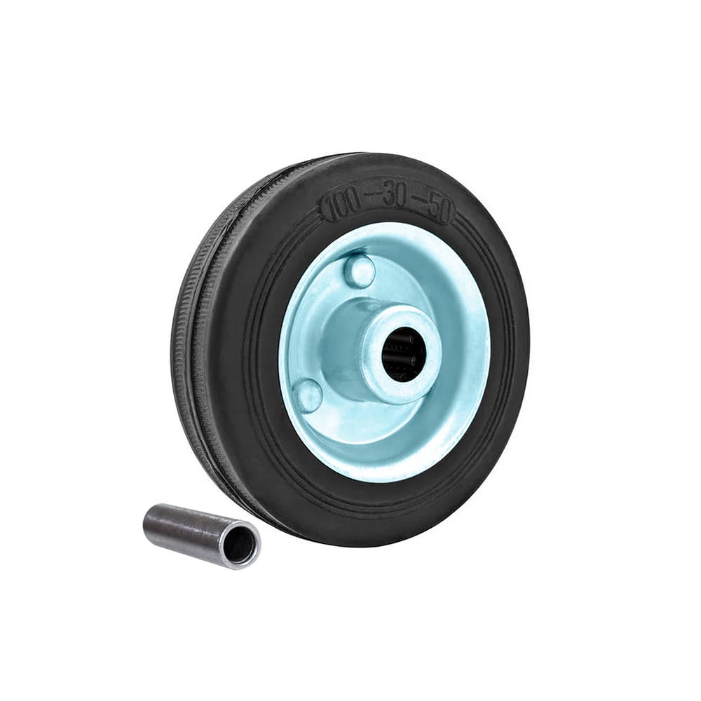 Roda de Borracha 100 Mm X 12 Mm Com Rolamento Agulha E Eixo