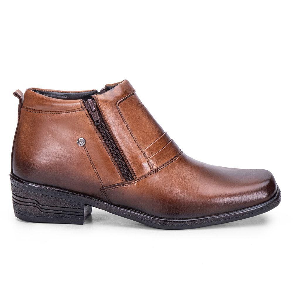 Bota Masculina Couro Social Country Bico Quadrado Cano Baixo