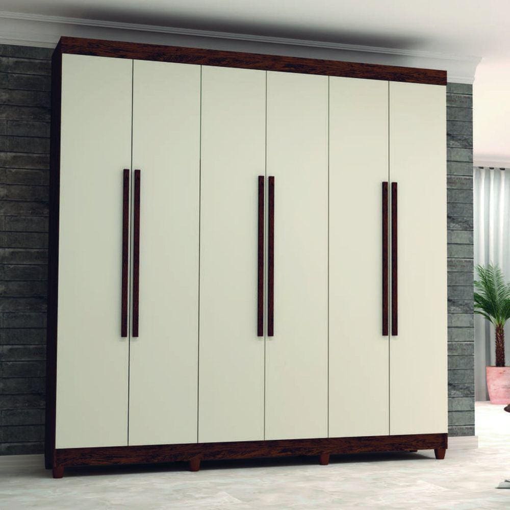Guarda Roupa Elegance 6 Portas 2 Gavetas Vila Rica Imbuia/Champanhe