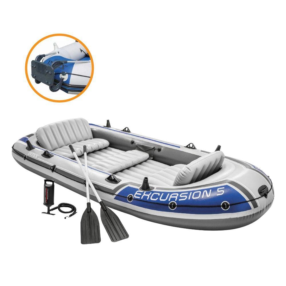 Bote Inflável Intex Excursion 5 C/ Suporte Motor Remos Barco