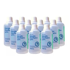 12 unidades Soro Fisiológico 0,9% Com Gotejador 100ml