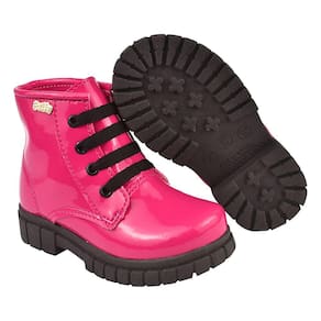 Bota Infantil Menina criança bebê Coturno feminino fashion blogueirinha 20 ao 27 Verniz Pink
