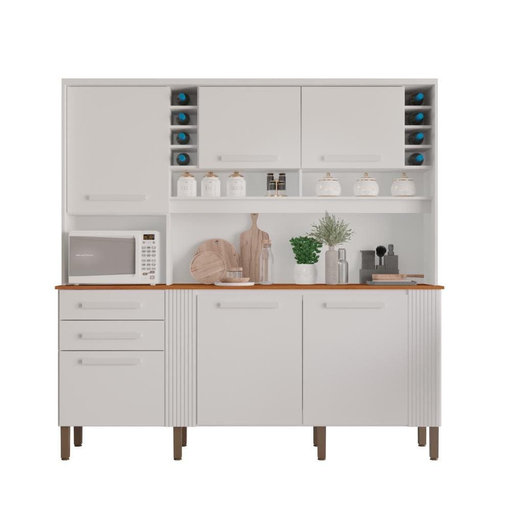 Armário de Cozinha MDP 6 Portas 2 Gavetas Branco