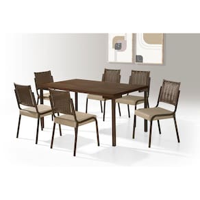 Mesa + 6Cadeiras Tubo Chocolate Inovare Tampo MDP 1,60X0,90