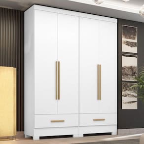 Quarto Modulado 2 Peças 4 Portas 2 Gavetas Smart Plus Espresso Móveis Branco