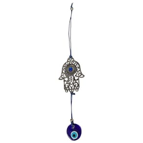 Mão de Deus Hamsa Olho Grego Porta 30Cm Metal Niquel Patuá