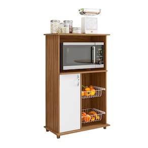 Balcão com Fruteira 1 Porta 2 Cestos Notável NT 3075 Marrom Branco
