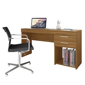 Escrivaninha Mesa Office Escritório 2 Gavetas Notável Marrom