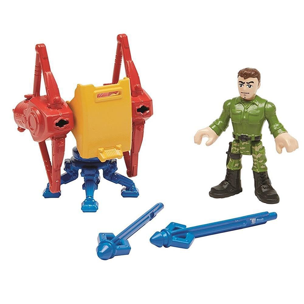 Imaginext Mulher-Maravilha Steve Trevor e Figuras de Defesa da Ilha