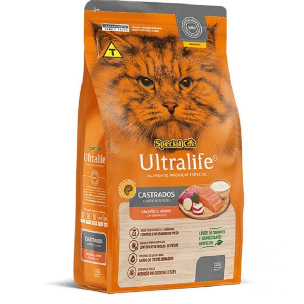 Ração Gato Castrado Ultra Salmão E Arroz 1kg Special Cat Salmão E Arroz