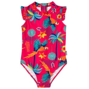 Maiô Infantil Arara Tropical Pink Tip Top