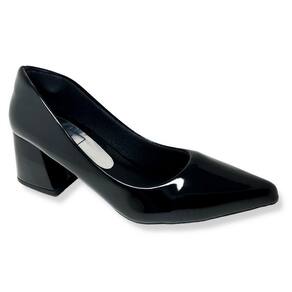 Scarpin Verniz Sapato Feminino Salto Baixo Bloco Grosso Confortável