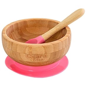 Tigela de Bambu com Ventosa para Bebe Turminha Guara BABY COR Rosa