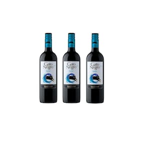 Kit Vinho Gato Negro Merlot Tinto Meio Seco Chileno 750ml 3u