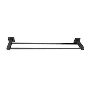 Porta Toalha Reto Duplo Para Banheiro Metal 60Cm Grafite
