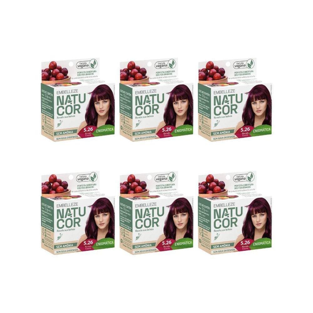 Coloraçao Natucor 5.26 Marsala Escuro-Kit C/6Un