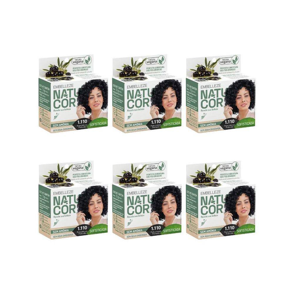 Coloraçao Natucor 1.110 Preto Intenso Profundo-Kit C/6Un