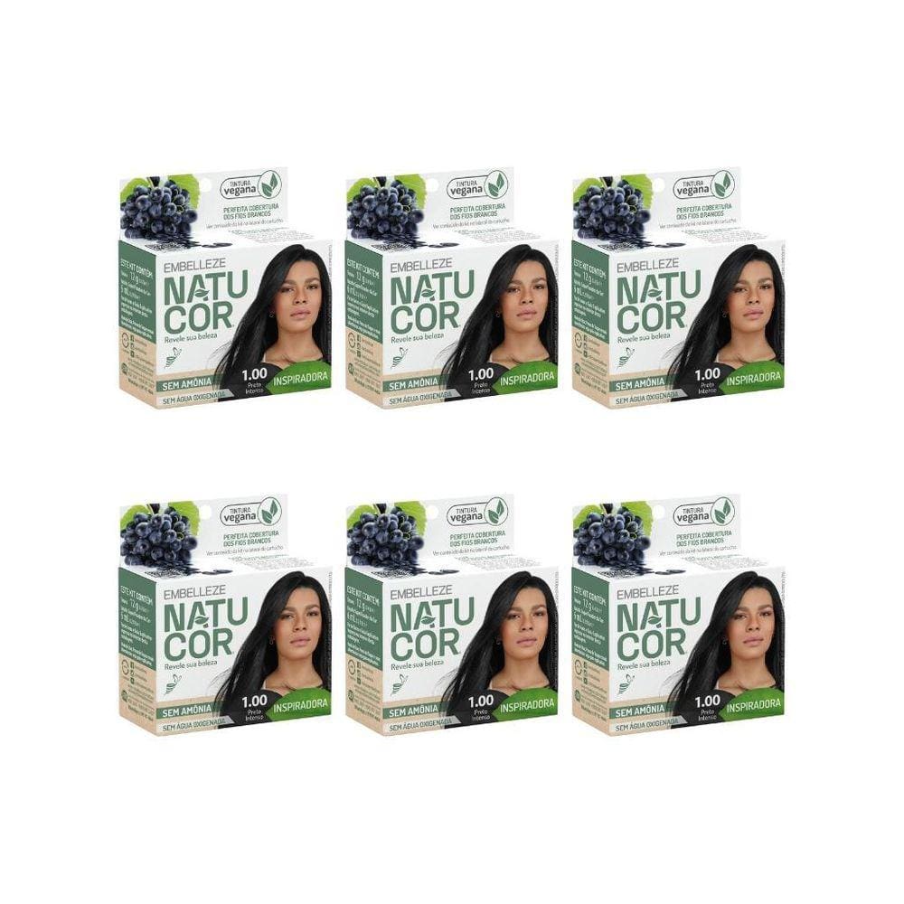 Coloraçao Natucor 1.00 Preto Intenso-Kit C/6Un