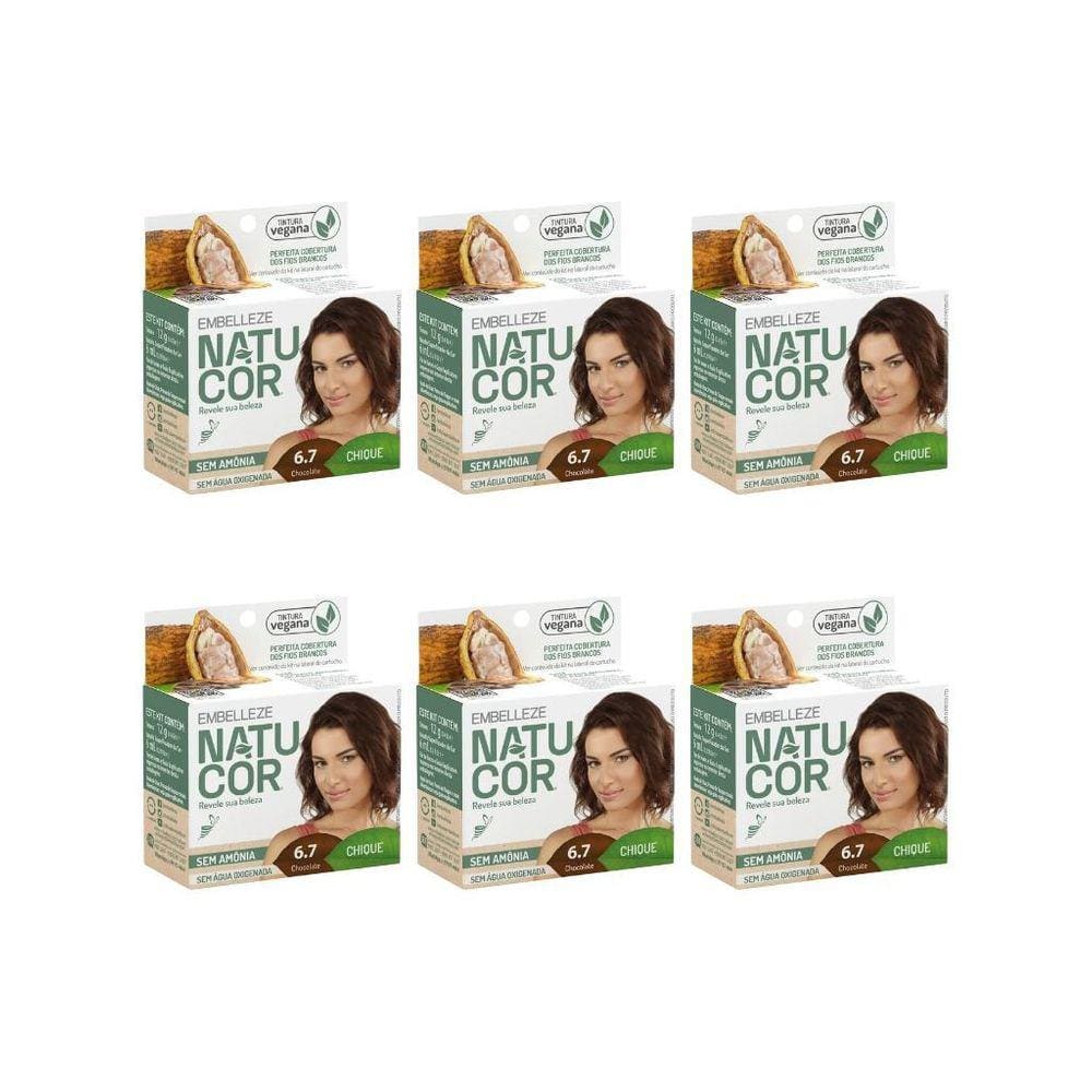 Coloraçao Natucor 6.7 Chocolate-Kit C/6Un