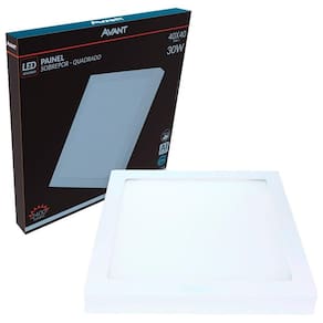 Plafon Painel LED Avant | 40cm Quadrado Sobrepor 30W 6,5K Slim Bivolt