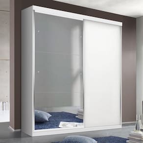 Guarda-Roupa Solteiro 2 Portas de Correr 2 Gavetas e 3 Espelhos Nala Plus Branco