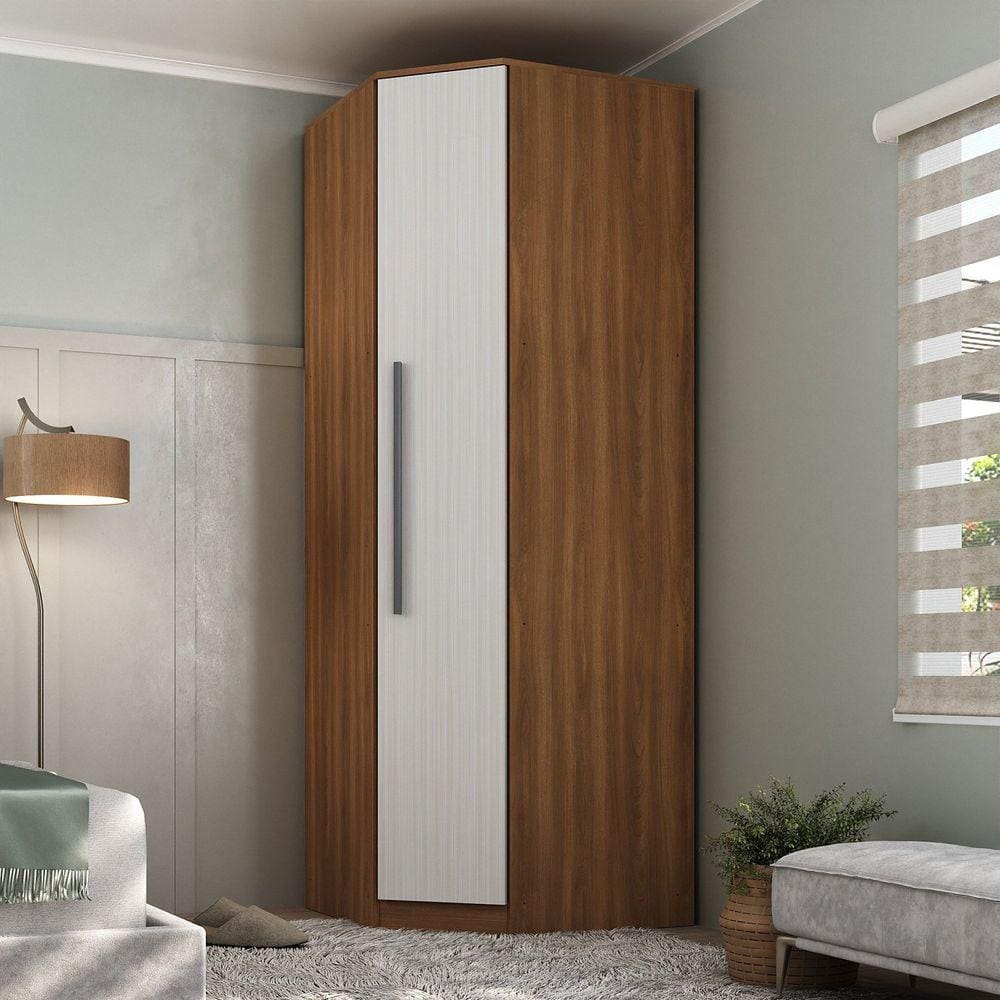 Guarda-Roupa Casal Modulado 1 Porta ÁGata Yescasa Nogal/Branco