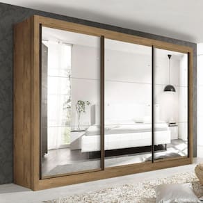 Guarda Roupa Casal com 9 Espelho 3 Portas Lux Espresso Móveis Freijó