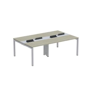 Mesa de Plataforma Dupla para 4 Pessoas Corporativa 110X140/4P Nogueira Casblanca/Cinza
