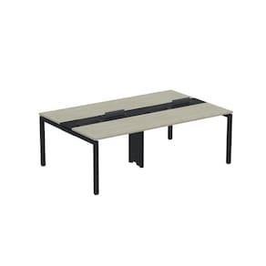 Mesa de Plataforma Dupla para 4 Pessoas Corporativa 110X140/4P Nogueira casblanca/Preto