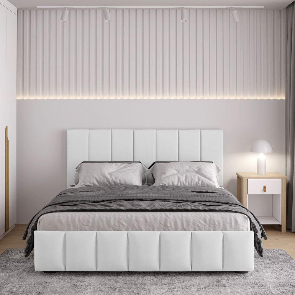 Cama Base Box Baú Casal Uvaia CabeCasa MadeiraMadeira Branco