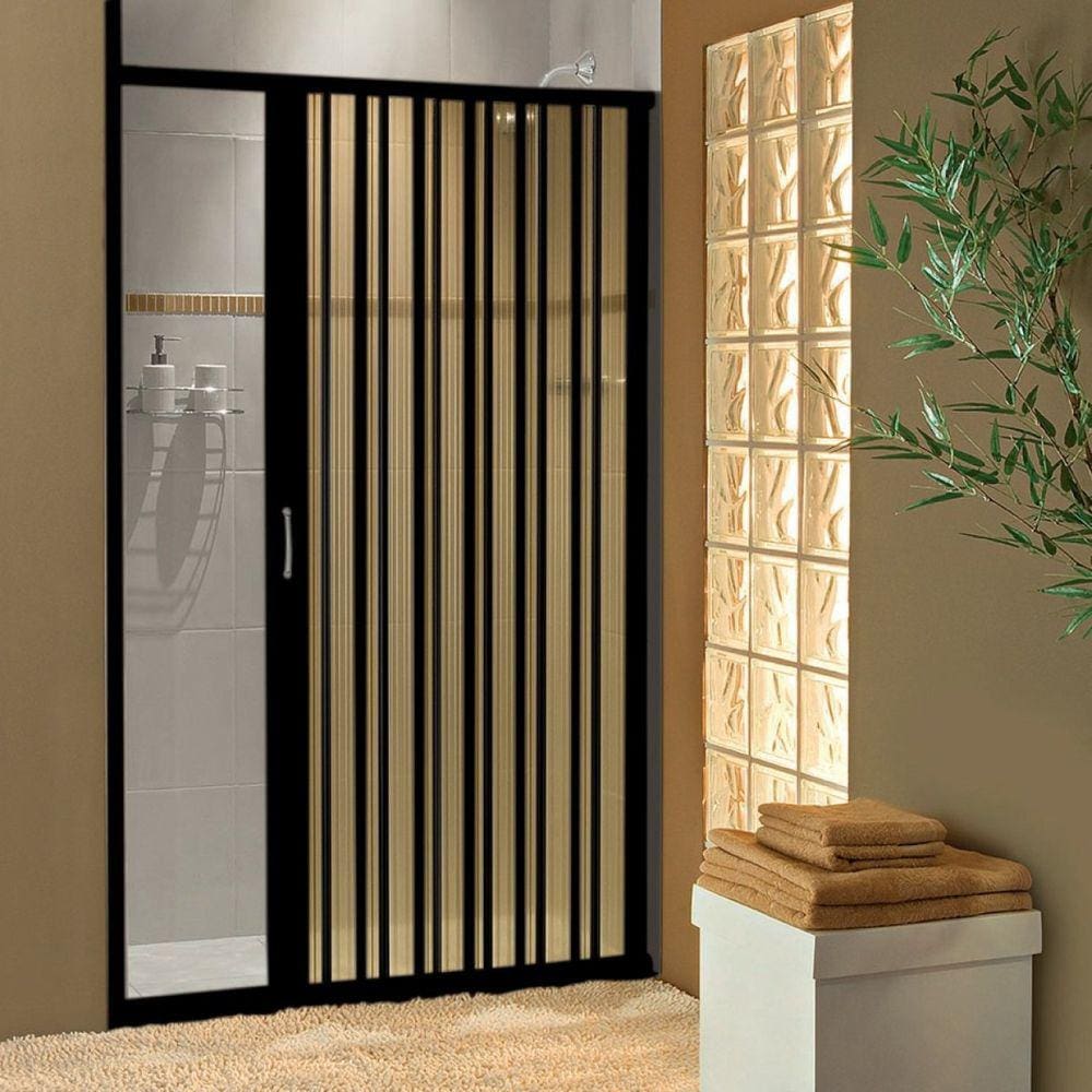 Porta Box Sanfonada para Chuveiro PVC 115x185cm Preto