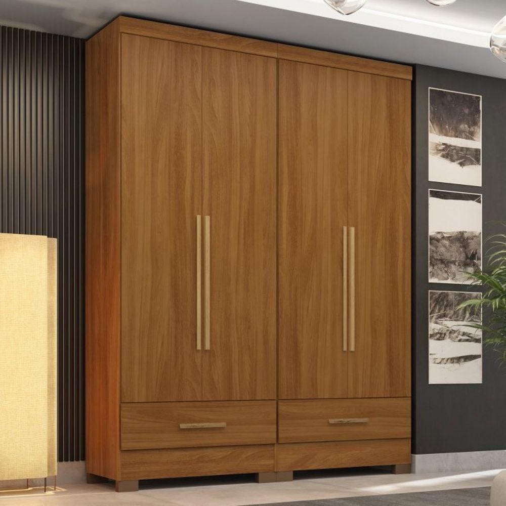 Quarto Modulado 2 Peças 4 Portas 2 Gavetas Smart Plus Espresso Móveis Cinamomo