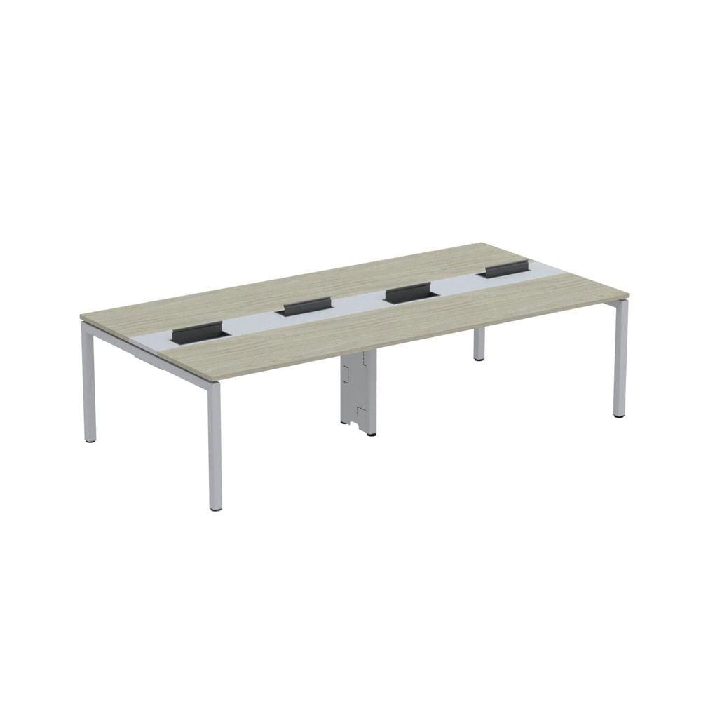 Mesa de Plataforma Dupla para 4 Pessoas Corporativa 140X140/4P PDC14/14/4P Nogueira Casablanca/Cinza