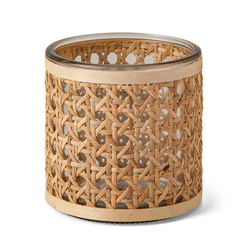 Porta Velas em Vidro com Fibra Natural - 8cm
