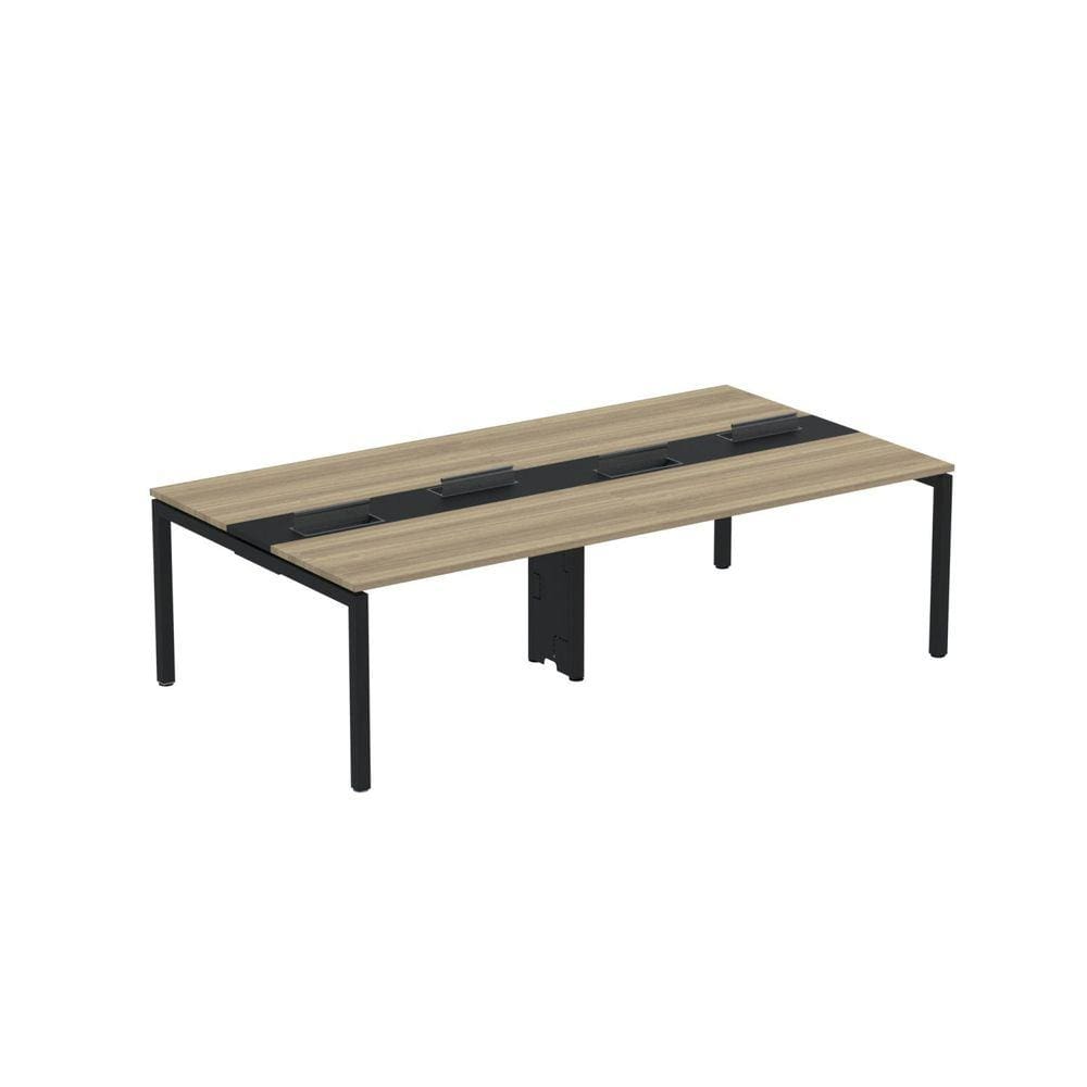 Mesa de Plataforma Dupla para 4 Pessoas Corporativa 130X140/4P PDC13/14/4P Noce Naturalle/Preto