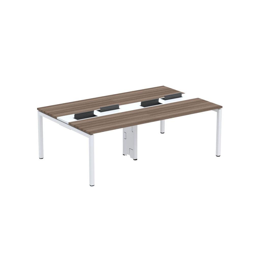 Mesa de Plataforma Dupla para 4 Pessoas Corporativa 110X140/4P Walnut/Branco
